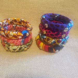 African print, studded bangle set